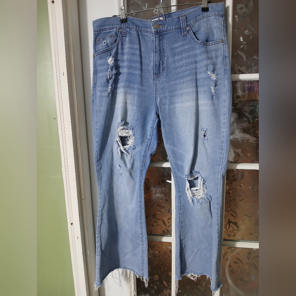 Arula Jeans Women's 14 Blue Light Wash High Rise Jeans Galveston Boho Stretch